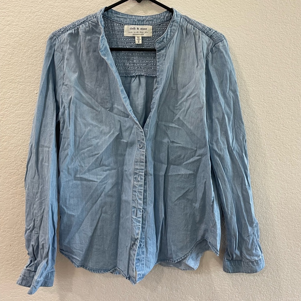 Anthropologie button down blue long sleeve